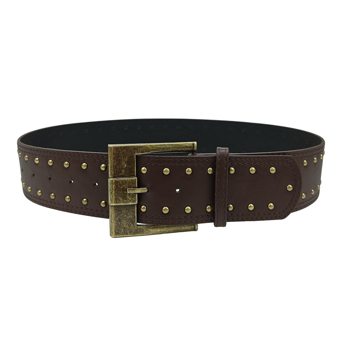 Womens Retro Punk Style Leather Belt With Rivet Decorations