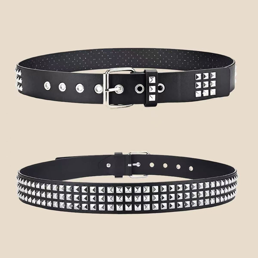 Square Bead Rivet Metal Pyramid Belt