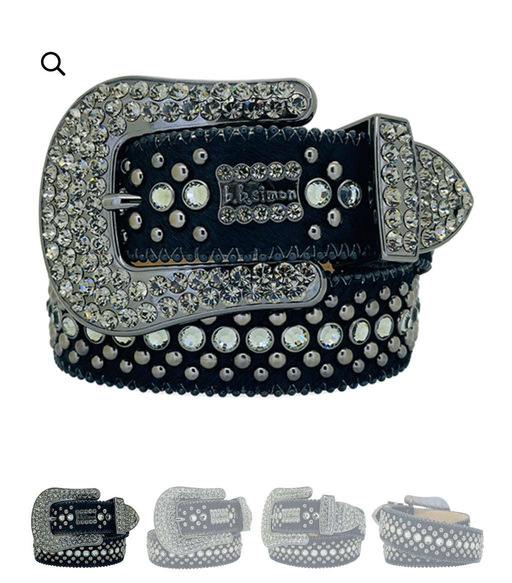 New Rhinestone Belt With Top-grain Leather Unisex