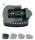 New Rhinestone Belt With Top-grain Leather Unisex