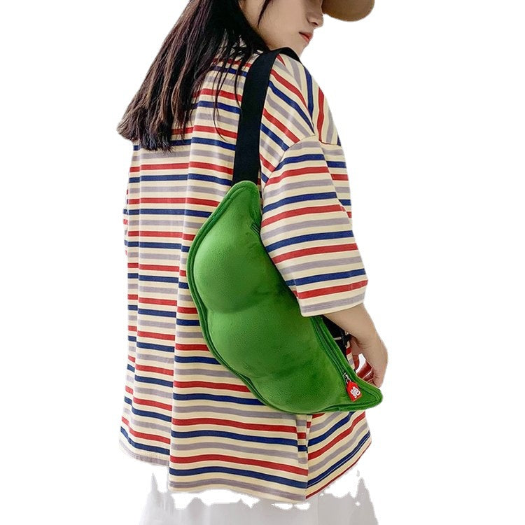 Women's Soft And Cute Plush Pea-Shaped Crossbody Bag