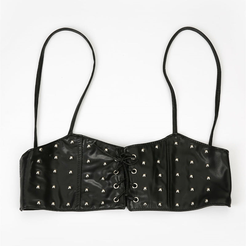 Fashionable Womens PU Leather Vest Belt With Elastic Stretchy Fit