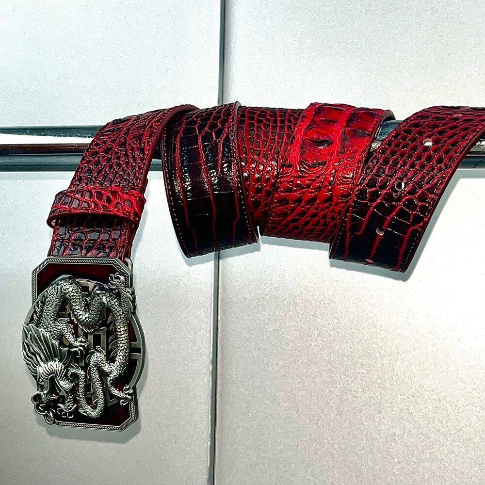 Dragon Year Black And Red Coiled Dragon Subculture Belt