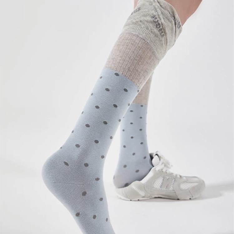 New Women's Calf Socks With Spring And Summer Patchwork, Bubble Mouth, Polka Dot, Artistic Pile Socks, Retro And Elegant