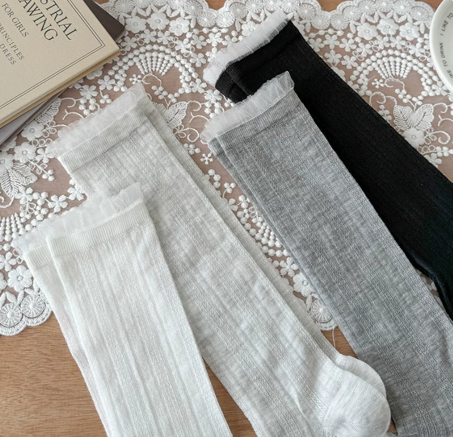Ballet Style Calf Socks For Children In Spring And Summer, Thin, Breathable, Boneless Stacking Socks