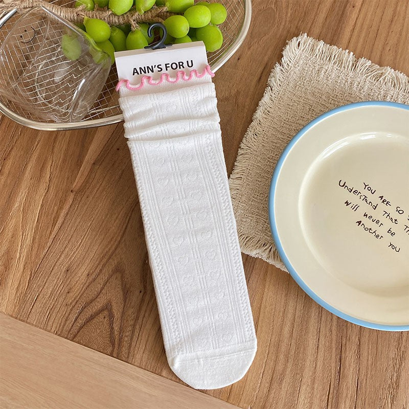 Boneless Socks Children's Forest Sweet Wind Lightweight Hollow Mesh Soft And Versatile Middle Tube Stacked Socks