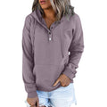 Long-sleeved Hooded Sweatshirt With Pockets Fashion Casual Button Drawstring Design Hoodie Top Spring And Autumn Sports Clothing For Women