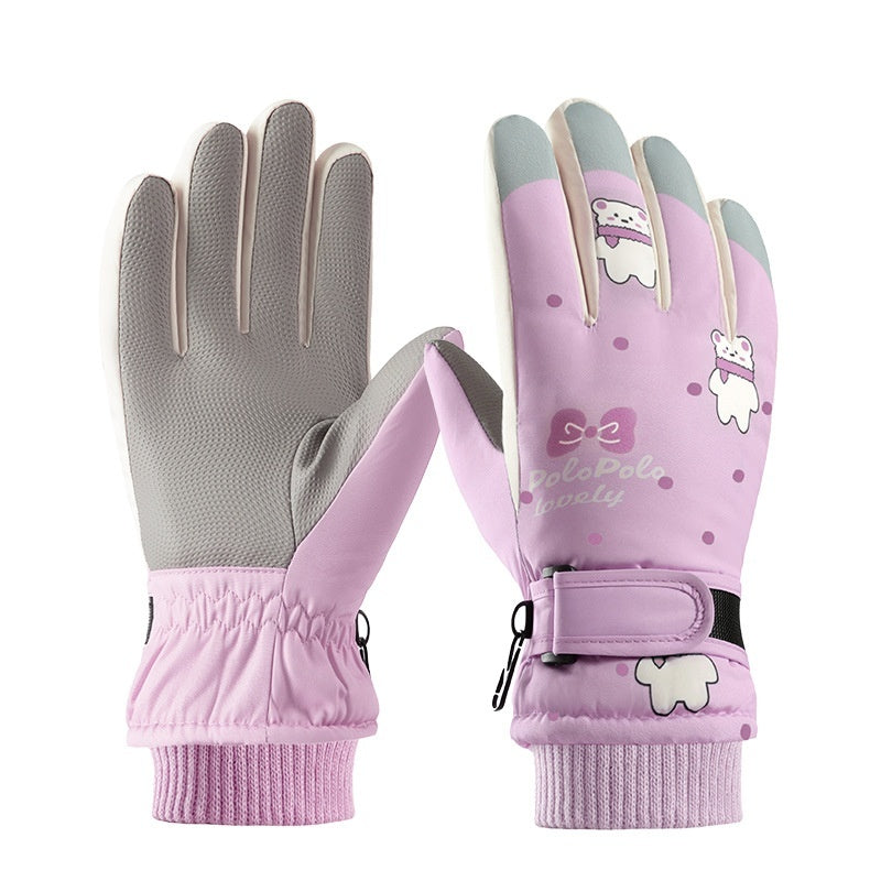 Skiing Fleece-lined Touch Screen Riding Five Finger Gloves