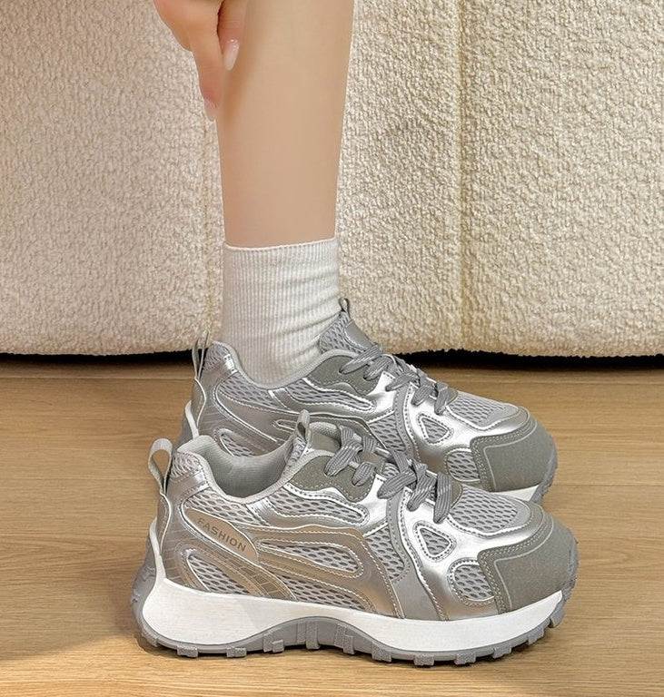 Women's Thick Bottom Elevated Dad Shoes, New 2026 Spring Style, Mesh Breathable Casual Sneakers, Fashion Versatile Running Shoes