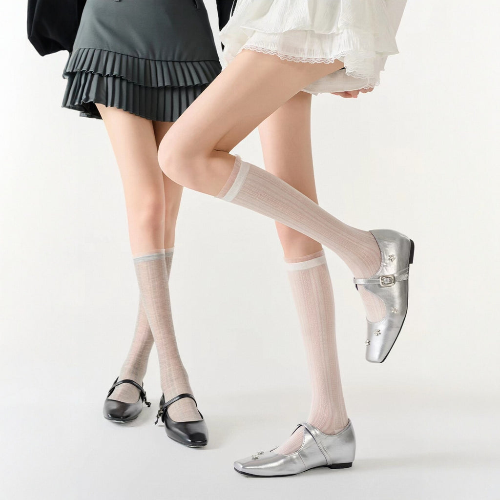 Ballet Style Calf Socks For Children In Spring And Summer, Thin, Breathable, Boneless Stacking Socks