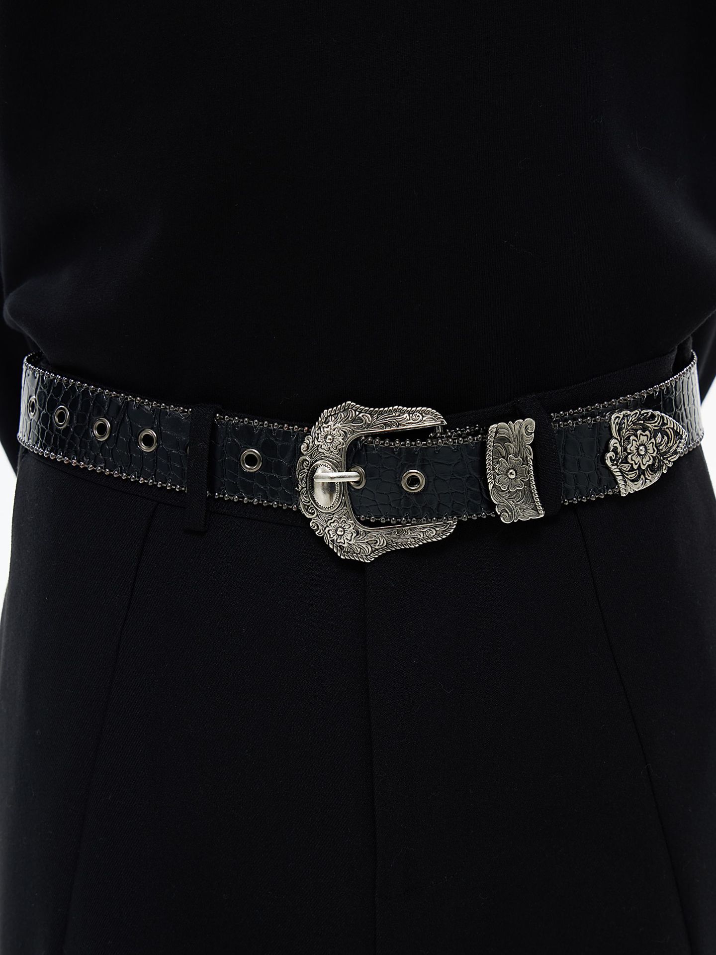 American Y2K Retro Carved Crocodile-pattern Belt