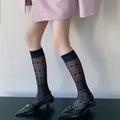 Summer Temperament Dopamine Calf Socks Children's Love Hollow Mesh Knee Pile Socks Long Socks