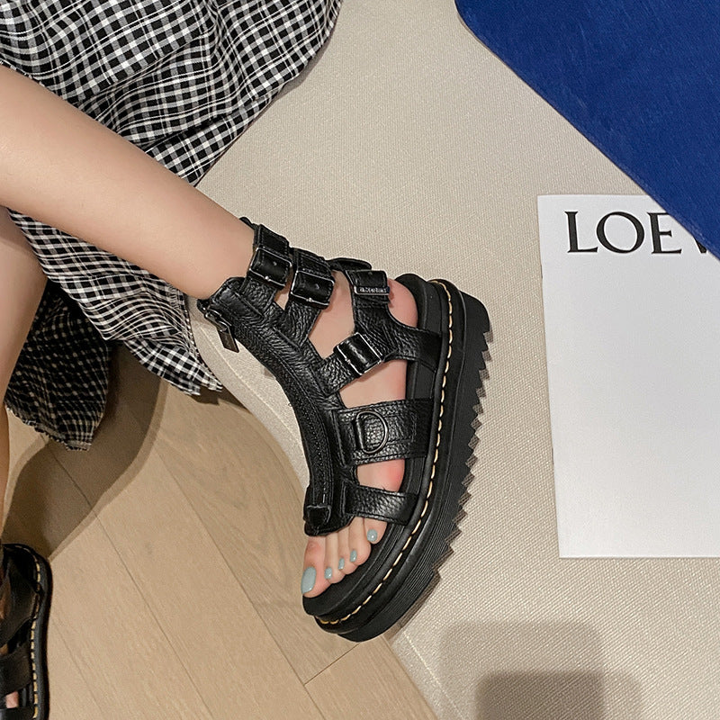 Womens Chunky-Soled Elevator Dr Sandals