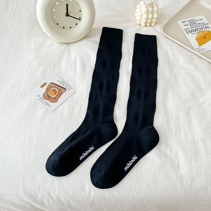 Women's Flower Soft Calf Socks Summer Thin Long Socks Lace Transparent Socks Breathable And Comfortable