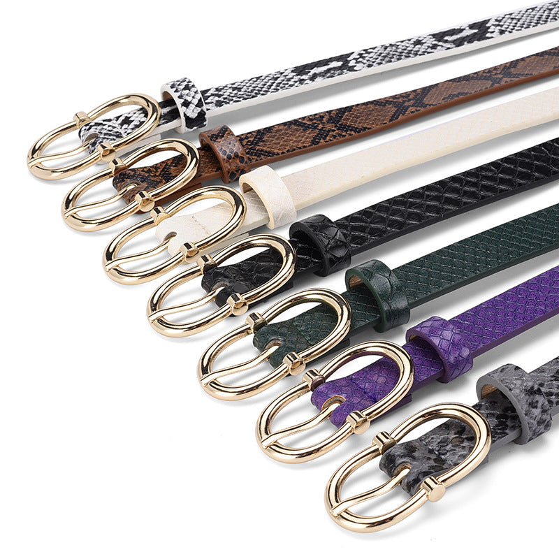 Simple And Versatile Snake Print Leather Belt For Women