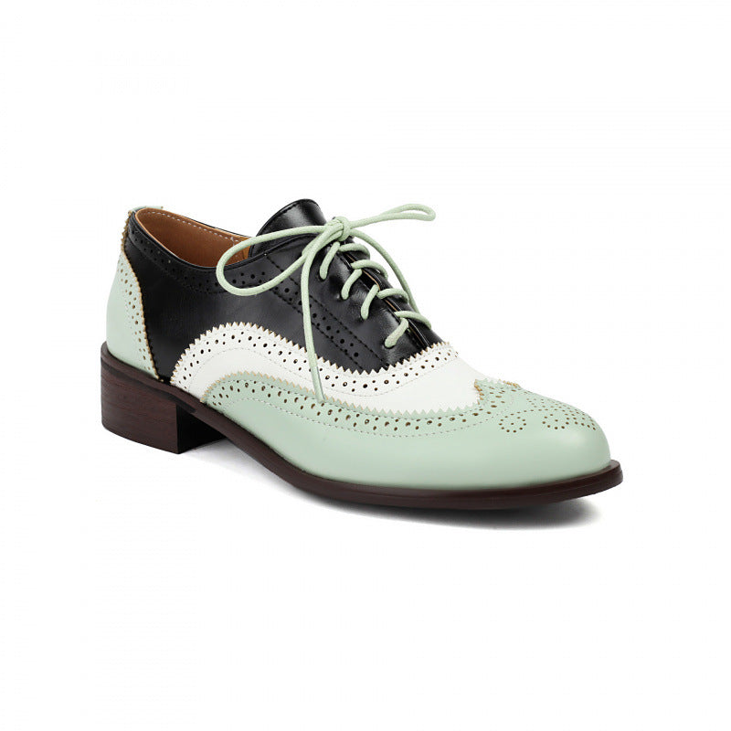 Color-block Laced Brogue Deep-toe Women's