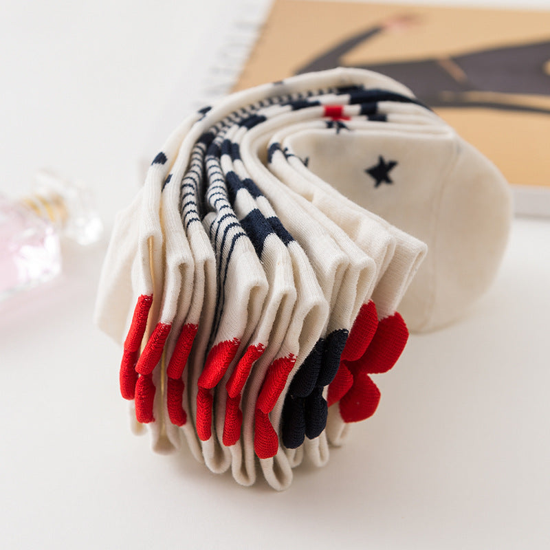 Cute 3D Heart Heel Ankle Socks, Nautical Star Stripe & Polka Dot Short Socks, Women's Casual Sweet Low-Cut Socks For Daily Wear