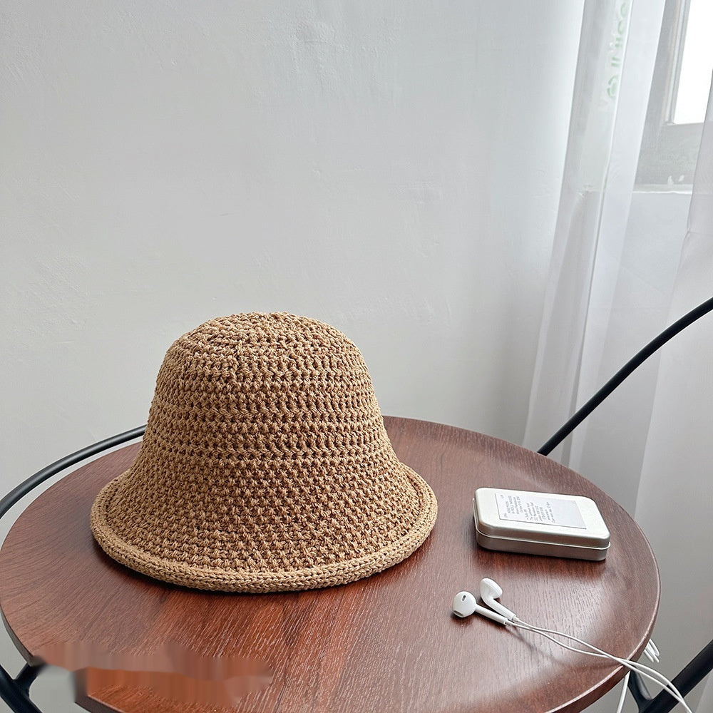 Hollow-out Knitted Bucket Hat For Women