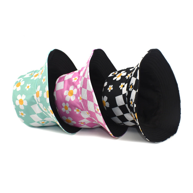 Korean Style Chessboard Plaid Spring And Summer New Bucket Hat Sun-proof