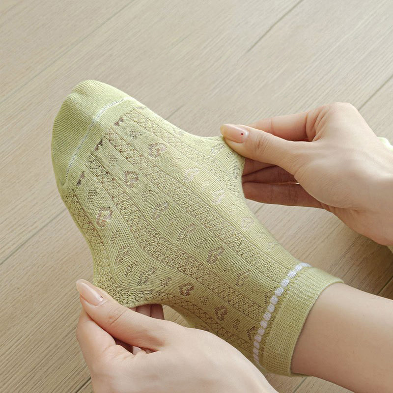 5 Pairs Of Socks For Children, Summer Thin Mesh Breathable Short Tube Boat Socks, Solid Color Socks