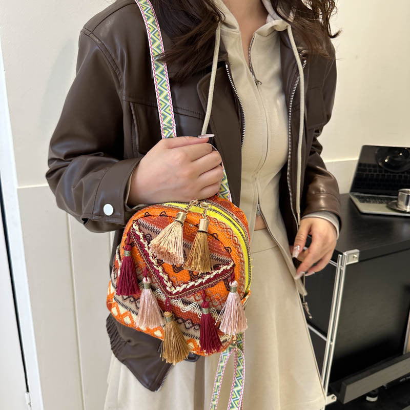 New Lightweight Womens Backpack With Ethnic-style Tassels