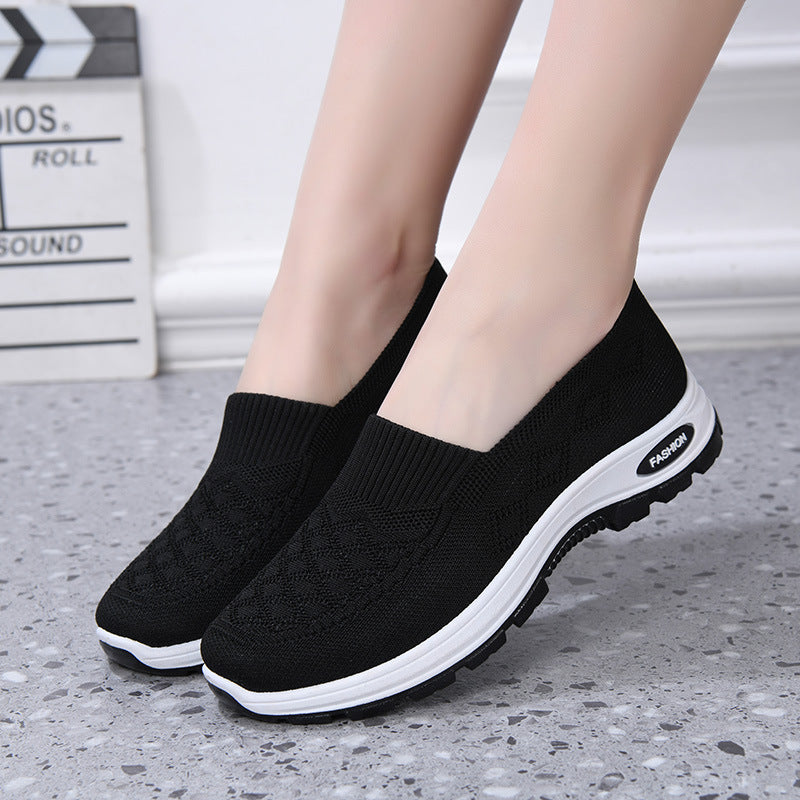 Non-slip Soft-soled Flyknit Walking Shoes Classic Style For Women Breathable
