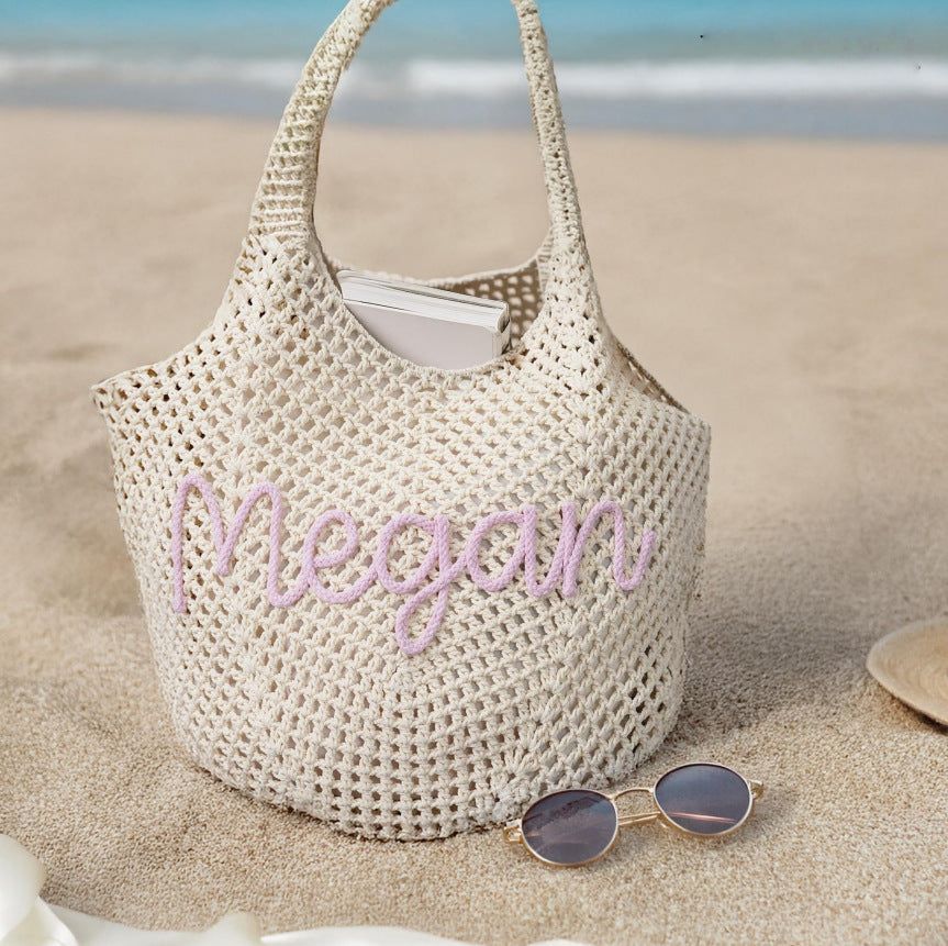 Hollow-out Knitted Tote Bag For Women