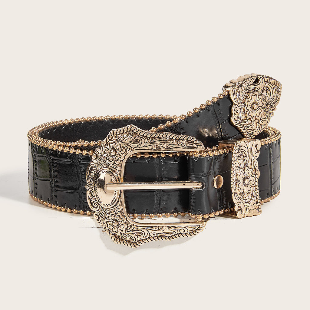 Womens Vintage American-Style Leopard-Print Belt