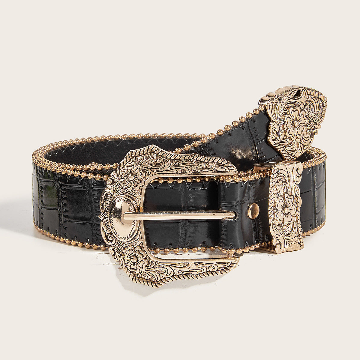 Womens Vintage American-Style Leopard-Print Belt