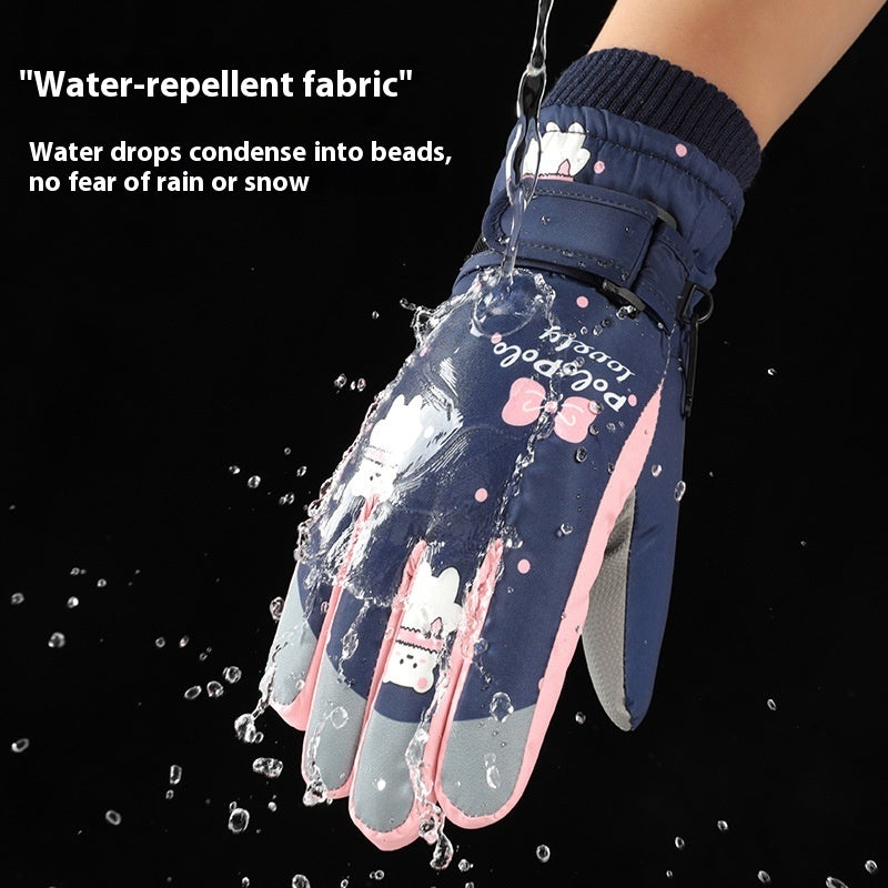 Skiing Fleece-lined Touch Screen Riding Five Finger Gloves