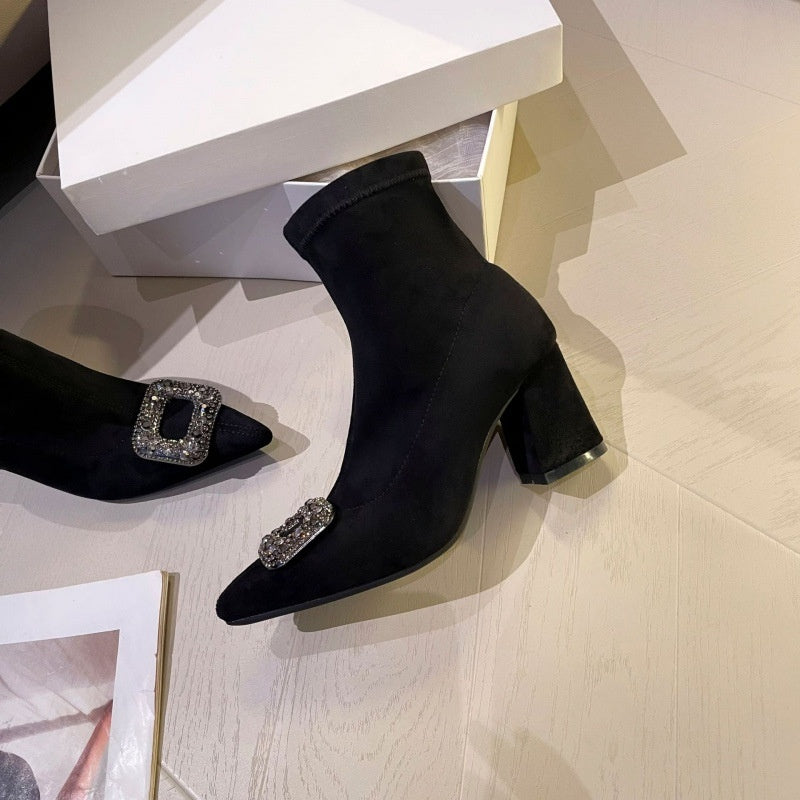 Womens Luxurious And Elegant Pointed-toe Ankle Boots