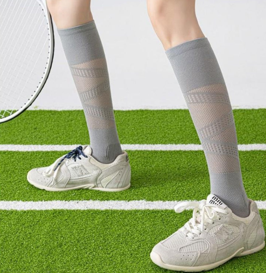 Pressure Calf Socks, Children's Indoor Fitness Running Sports Badminton Socks, Breathable Summer Thin Long Tube Yoga Socks