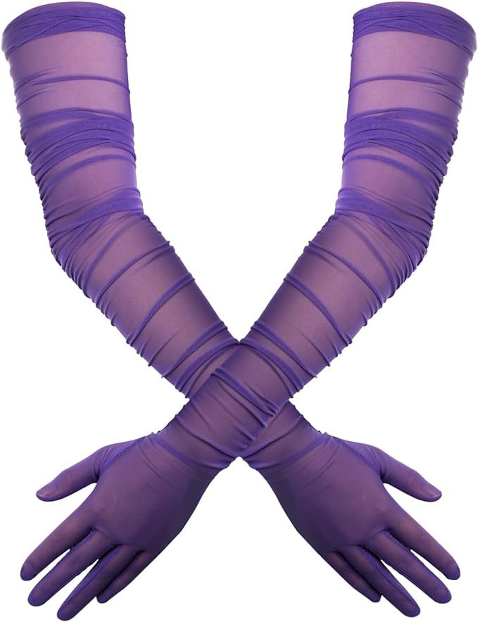 Women's Elegant Long Opera Gloves Mesh Gauze