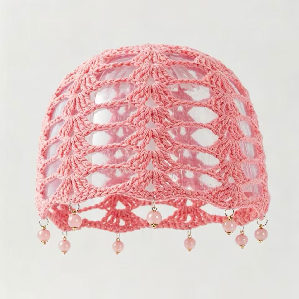 Cross-border Bestseller Spring Autumn Thin Hollow Out Hand-Knitted Beaded Woolen Hat, Beanie Skull Cap