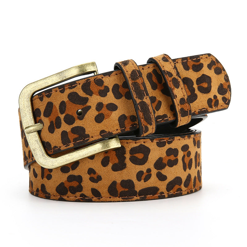 Leopard-print Belt With A Stylish Alloy Pin Buckleperfect For Any Pair Of Pants