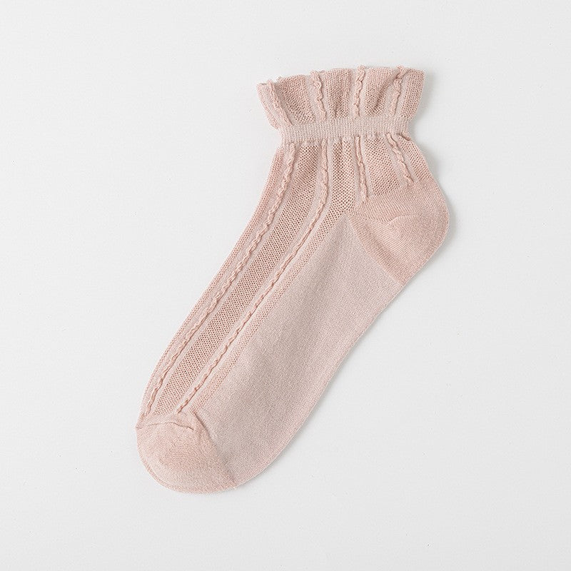 Socks Women's Spring Summer Thin Cotton Socks Mesh Girls' Boat Socks Breathable Short Socks Summer Casual Japanese Versatile Short Socks