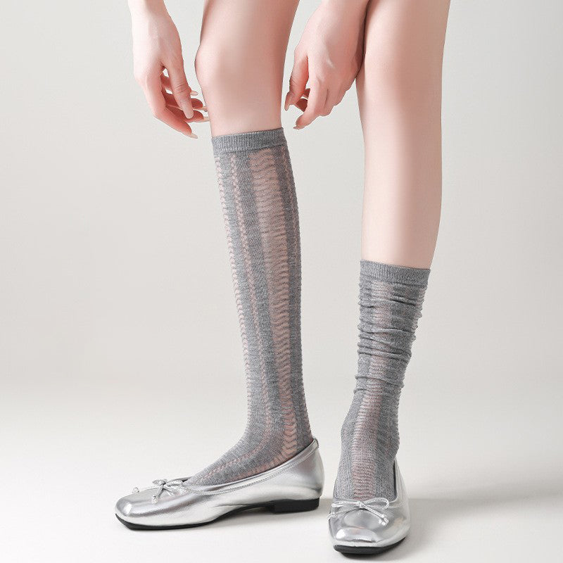 Summer Thin Mesh Breathable Calf Socks For Children, Versatile Midsole Stacking Socks