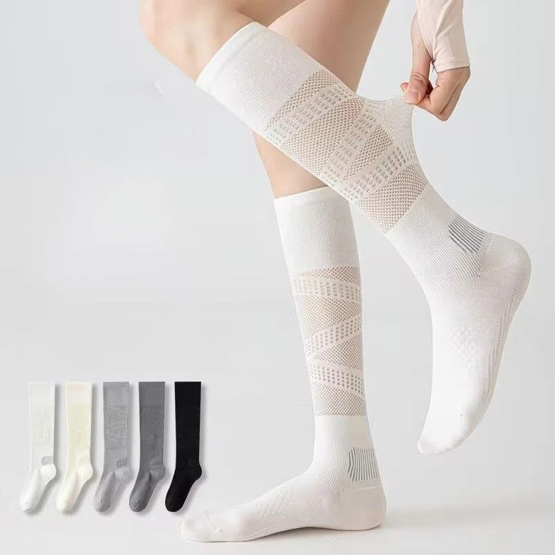 Pressure Calf Socks, Children's Indoor Fitness Running Sports Badminton Socks, Breathable Summer Thin Long Tube Yoga Socks