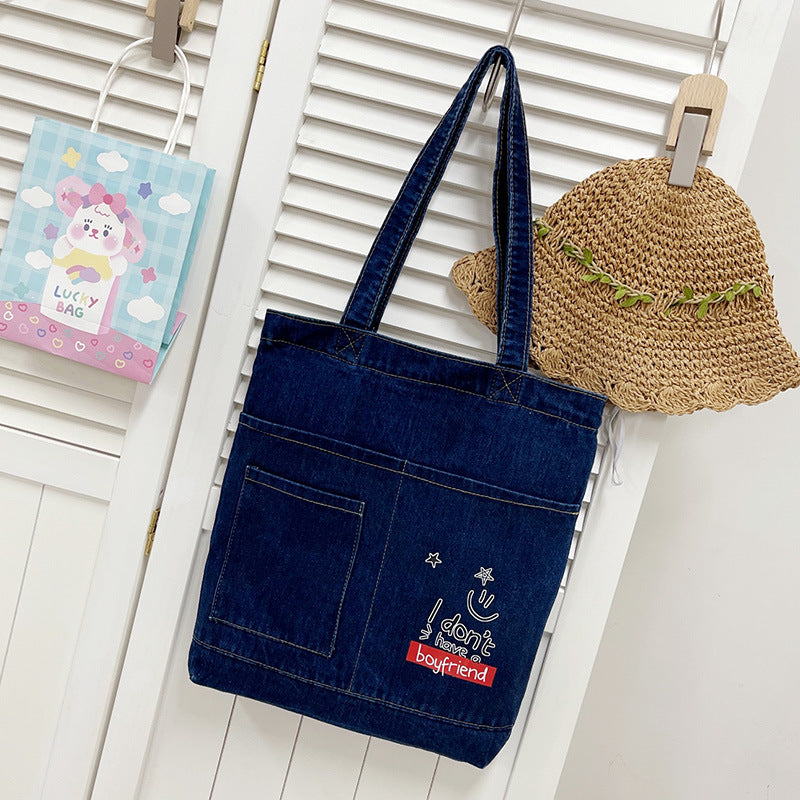 Women's Simple All-match Shoulder Denim Handbag