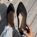 Womens Solid-Colored Pointed-Toe Flat Shoes Casual Fabric Flyknit Loafers