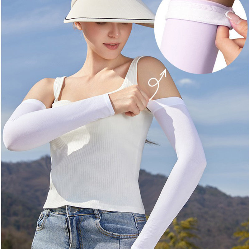 Ice Sleeves Sun Protection Sleeves Men's And Women's Ice Silk Sleeves Outdoor Sports Arm Protection UV Protection, Solid Color Ice Sleeves