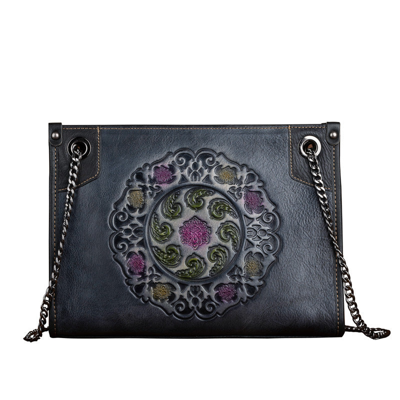 Large-Capacity ShoulderCrossbody Top-Grain Leather Tote Bag