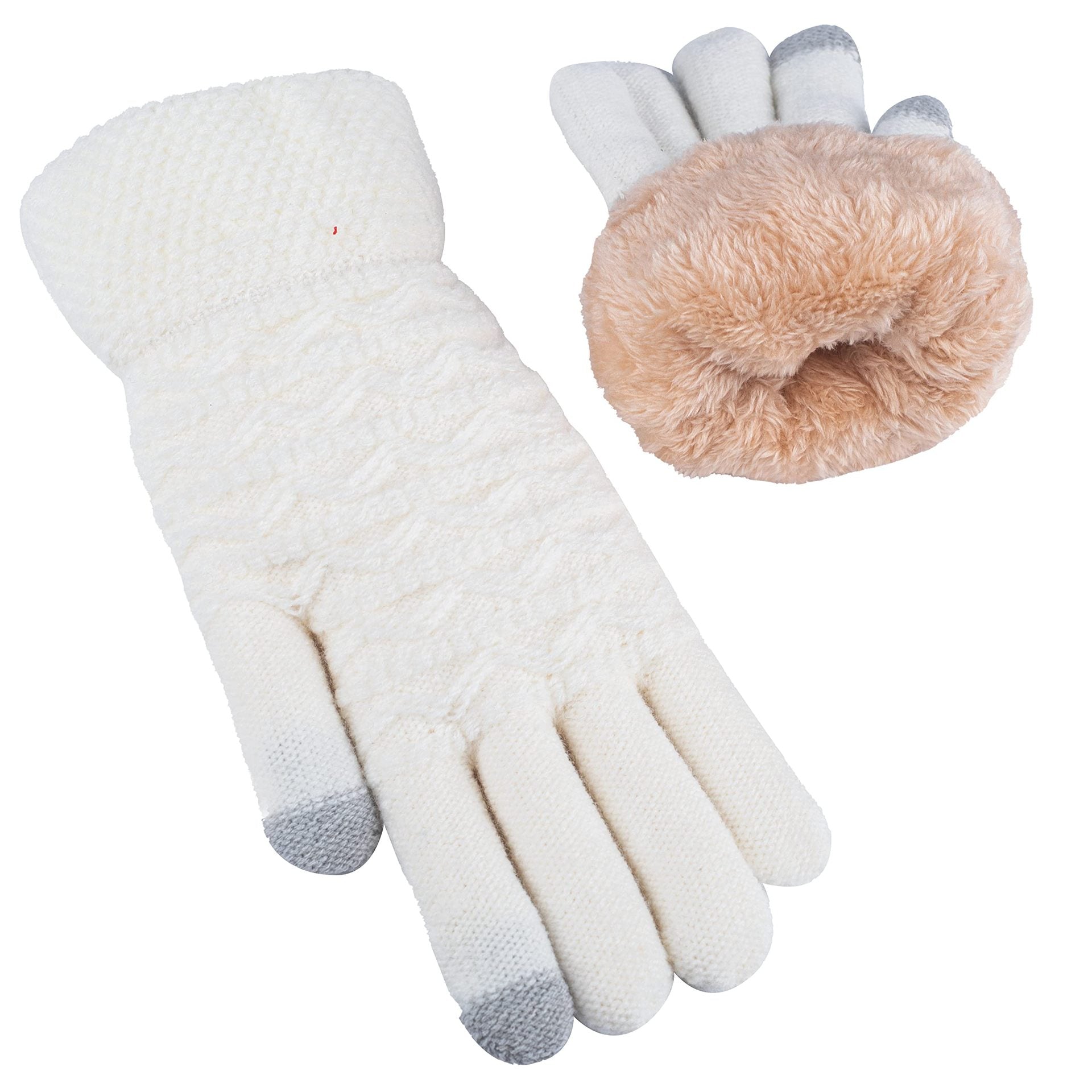 Women's Wave Patterned Double-layer Velvet Thickened Knitted Gloves