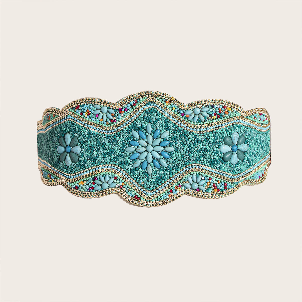 Ethnic Beads Hemp Rope Shell Popular Wide Waist Seal