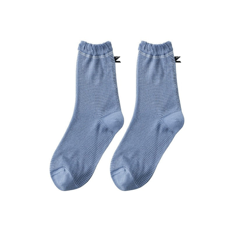 Women's Sweet Ballet-Style Butterfly Knot Thigh-High Socks With Breathable Thin Design For Summer Boneless Glass