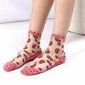 Summer Ultra-thin Crystal Silk Short Socks, Glass Fiber Retro Flower Transparent Breathable Sexy Socks, Cotton Bottom Women's Socks