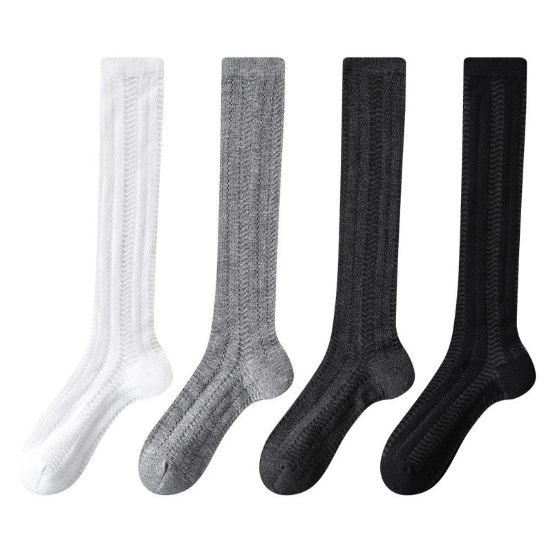 Summer Thin Mesh Breathable Calf Socks For Children, Versatile Midsole Stacking Socks