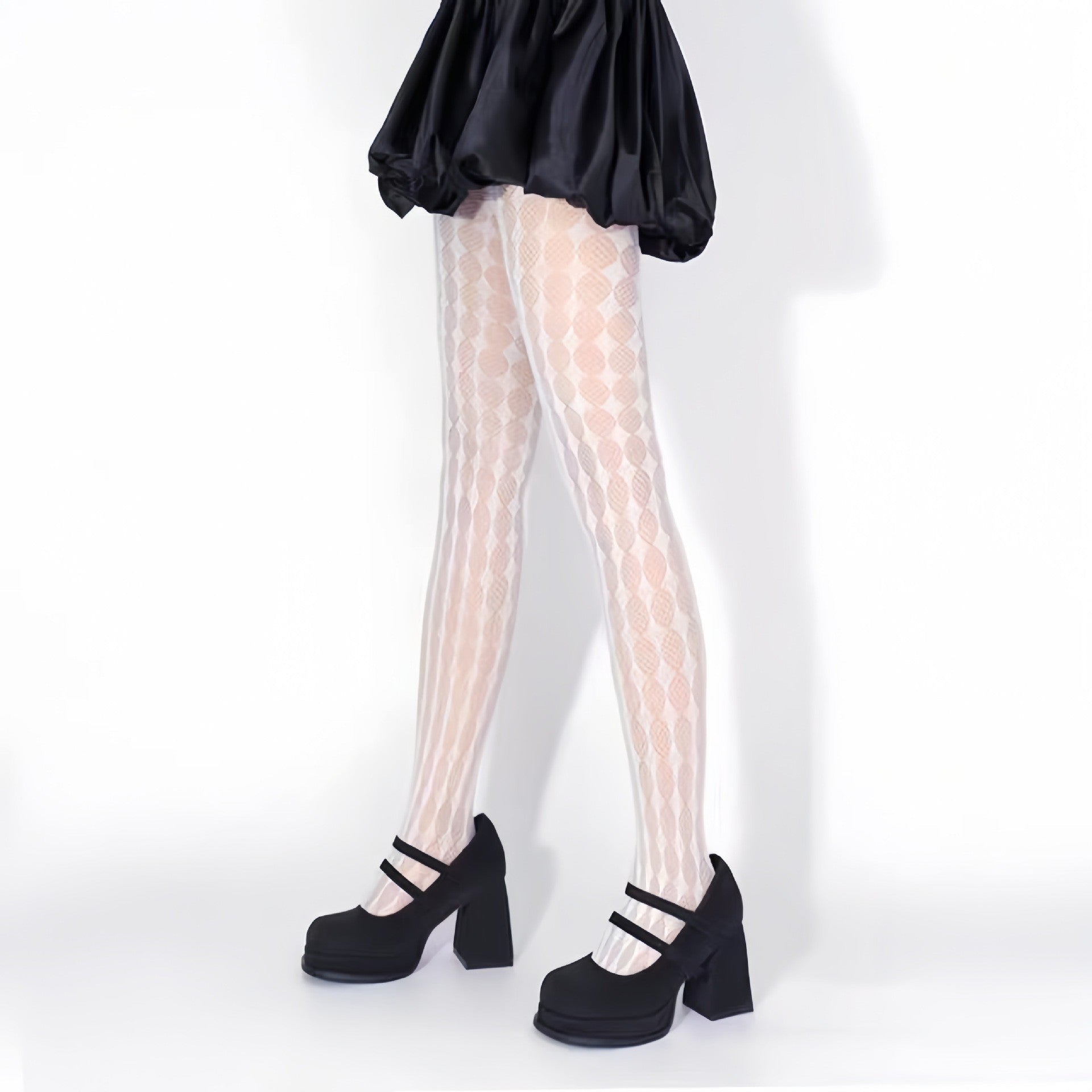 Hollow Out Diamond Grid One-piece Bottom Socks For Women, Breathable And Thin, Slimming And Tight Fitting, Ankle Length Pantyhose
