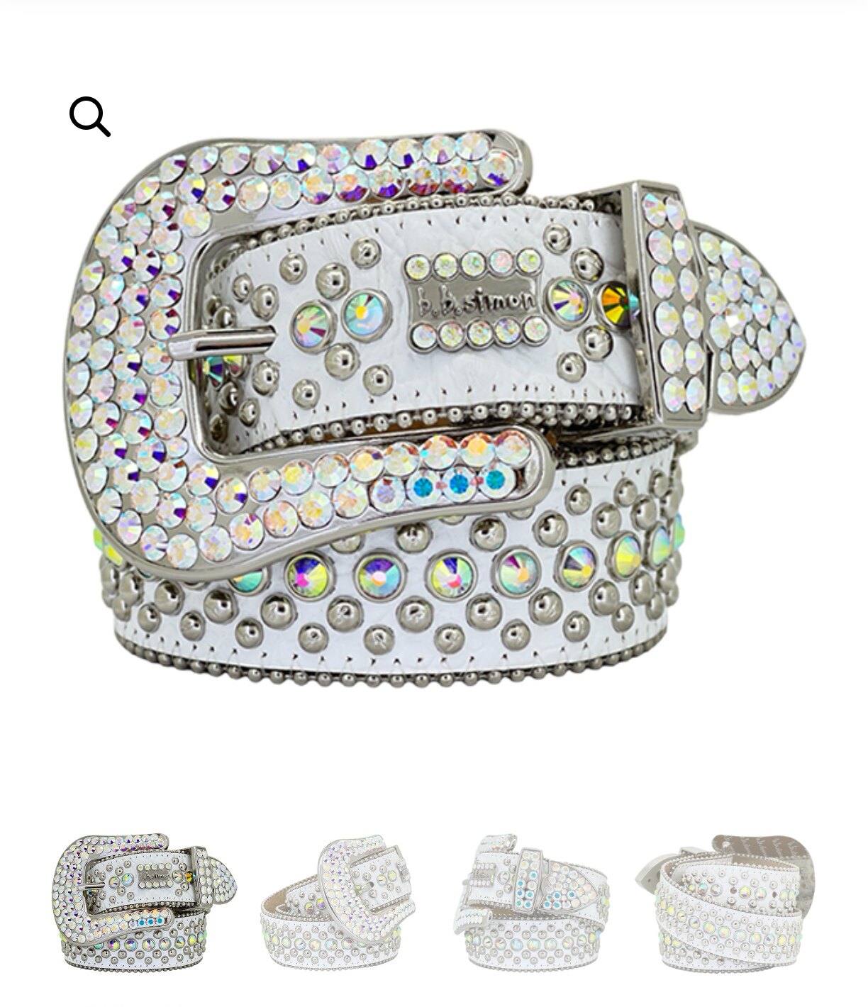 New Rhinestone Belt With Top-grain Leather Unisex