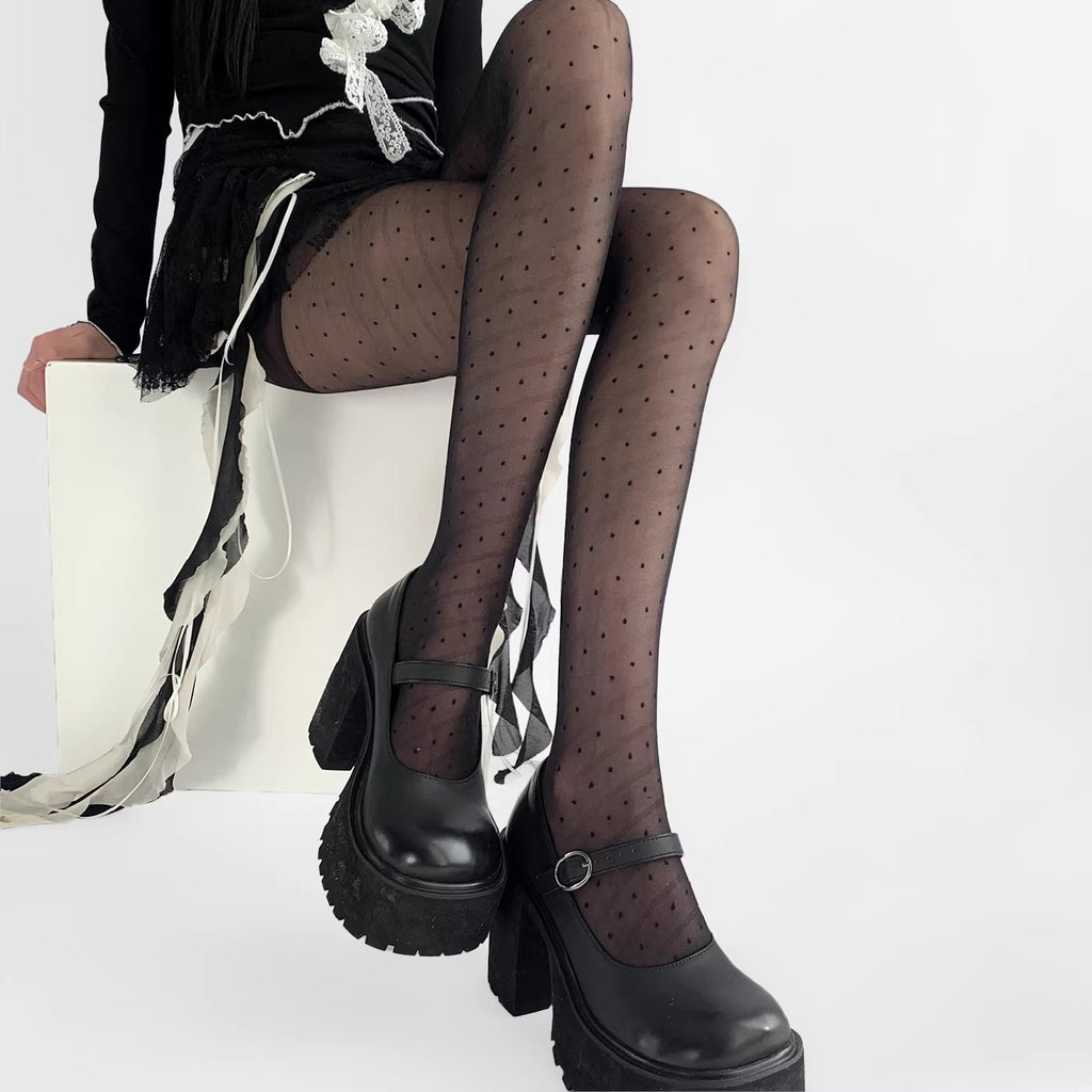 Thin Twill Polka Dot Leggings With Stockings And Pantyhose